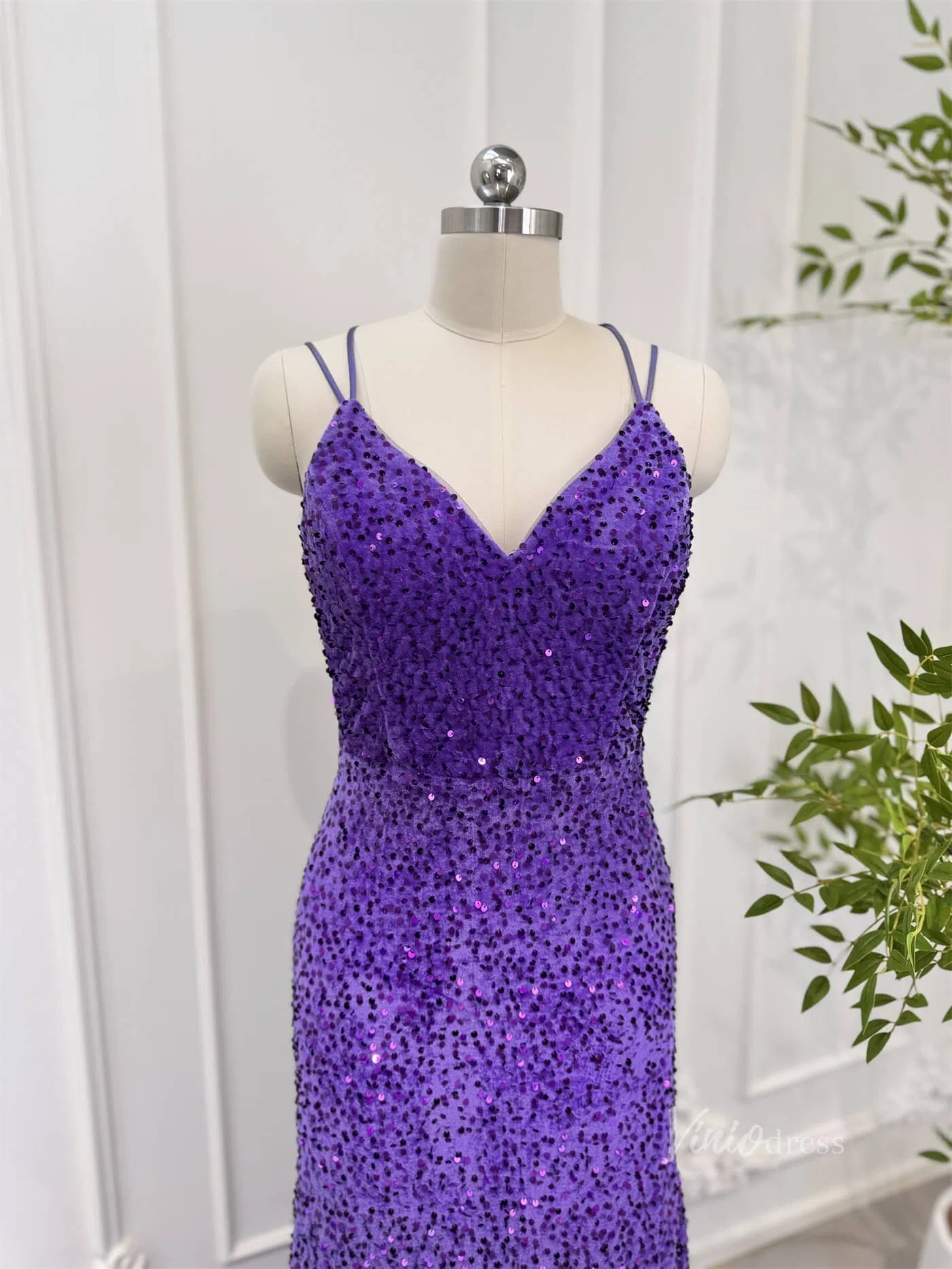 Shiny Purple Sequin Mermaid Prom Dresses Backless Sheath Evening Dress 80009 - Viniodressprom dressesPurpleCustom Size - Formal Dresses - Ball Gowns