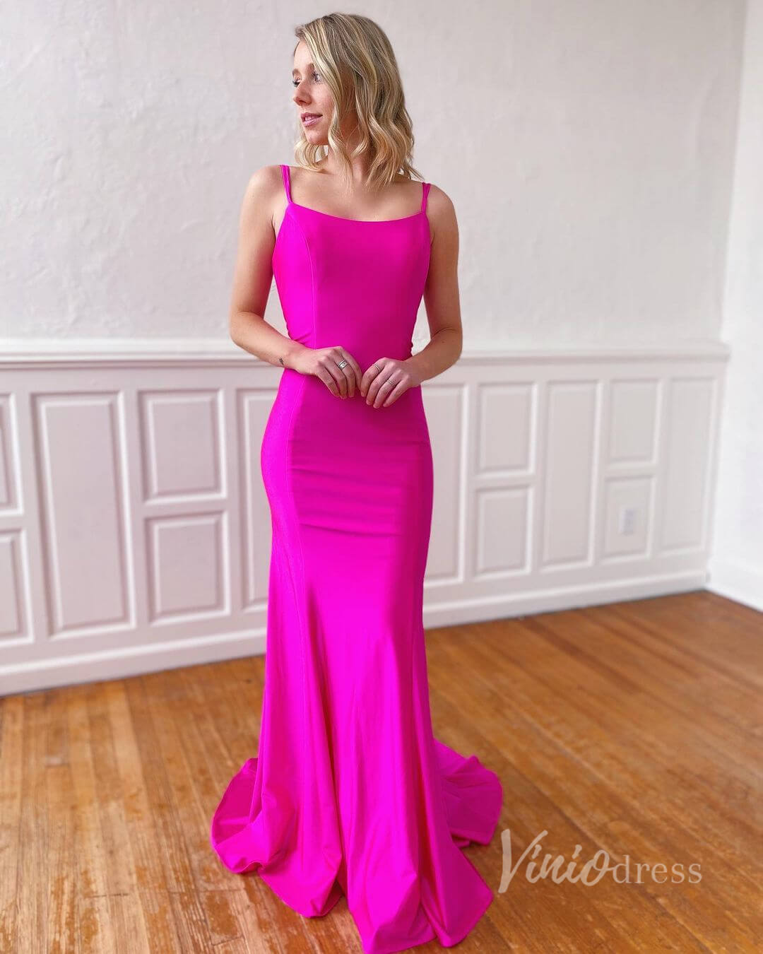 Prom Dress 2025 Simple Fuchsia Mermaid Prom Dress Lace Up Formal Dress FD2852-unique prom dresses-Fuchsia-Custom Size-Viniodress