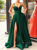 Prom Dress 2025 Simple Royal Blue Satin Long Prom Dresses with Pockets FD1551B-unique prom dresses-Emerald Green-Custom Size-Viniodress