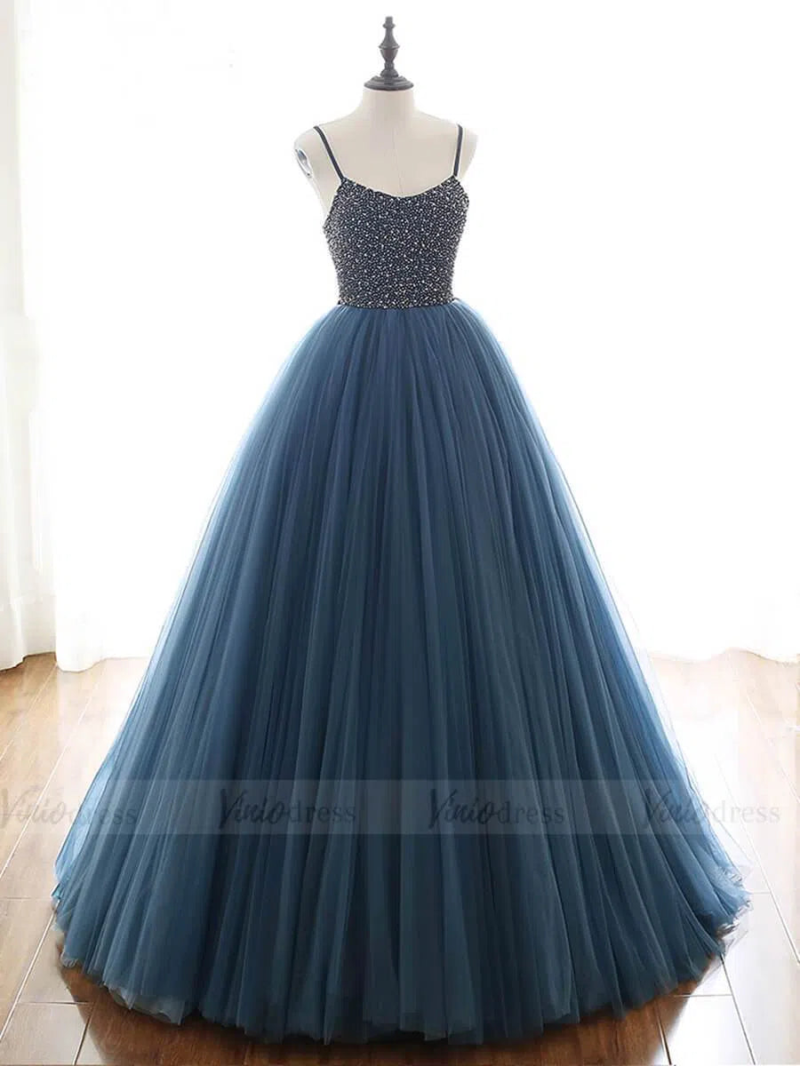 Prom Dress 2025 Spaghetti Strap A-line Beaded Long Prom Dresses 2019 FD1660-unique prom dresses-As Picture-Custom Size-Viniodress