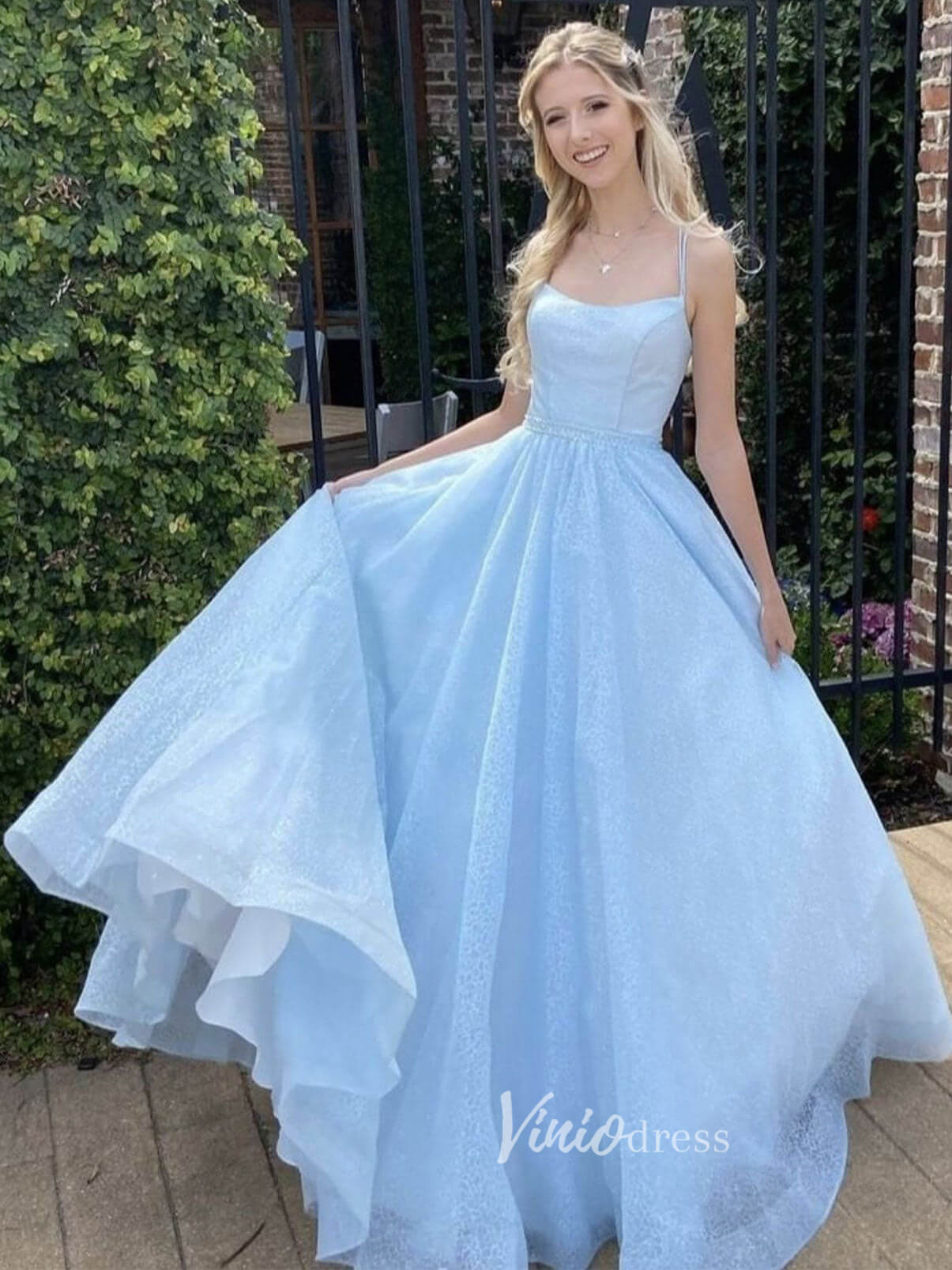 Prom Dress 2025 Spaghetti Strap Lavender Lace Prom Dress Long with Pockets FD2653-unique prom dresses-White-Custom Size-Viniodress