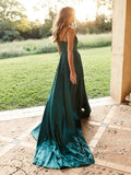 Prom Dress 2025 Spaghetti Strap Teal Green Prom Dresses with Long Train FD1708-unique prom dresses-Teal-Custom Size-Viniodress