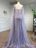 Prom Dress 2025 Sparkly Beaded Mermaid Prom Dresses Cape Sleeve Pageant Dress AD1229-unique prom dresses-Lavender-US 2-Viniodress