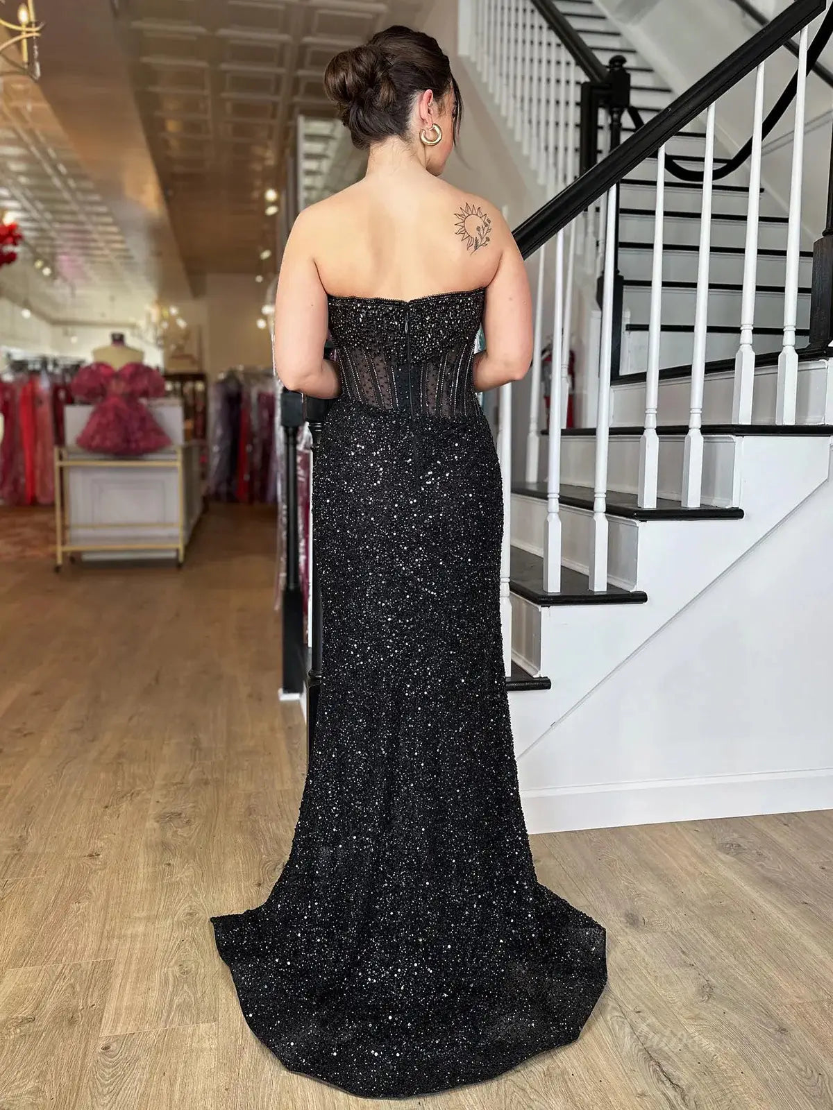 prom dresses 2025 Sparkly Beaded Sequin Mermaid Prom Dress 2025 with Slit – FD5025-plus size wedding dresses Viniodress-Champagne-Custom Size-