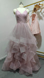 Prom Dress 2025 Sparkly Dusty Rose Prom Dresses Ruffle Layered Junior Prom Dress FD1017B-unique prom dresses-Dusty Rose-Custom Size-Viniodress