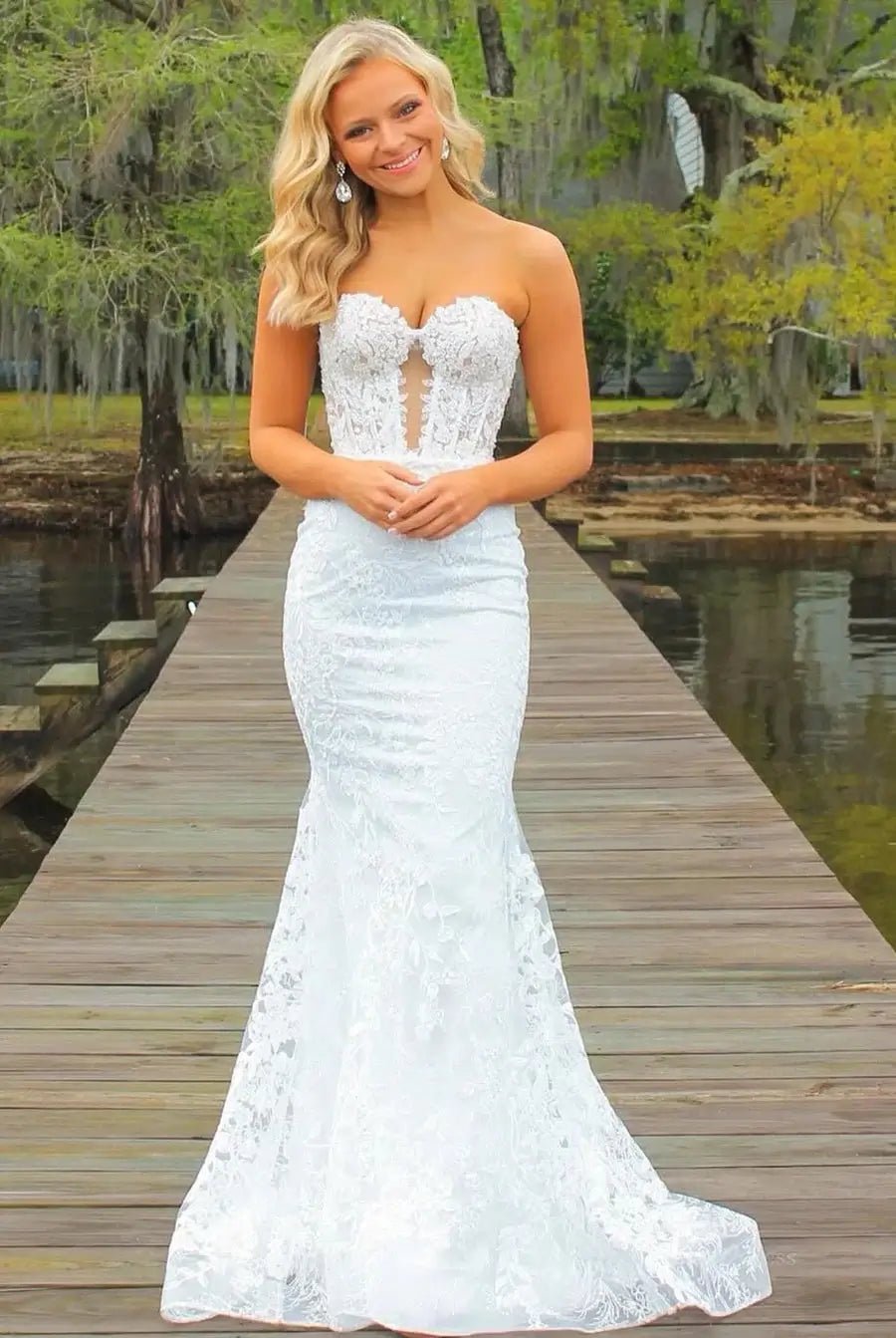 Strapless Lace Mermaid Prom Dress 2025 with Sweetheart Neck – FD5018 - Viniodressprom dressesIvoryCustom Size - Formal Dresses - Ball Gowns