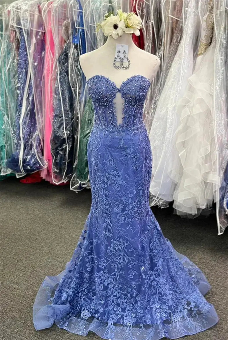 prom dresses 2025 Strapless Lace Mermaid Prom Dress 2025 with Sweetheart Neck – FD5018-plus size wedding dresses Viniodress-Lavender-Custom Size-