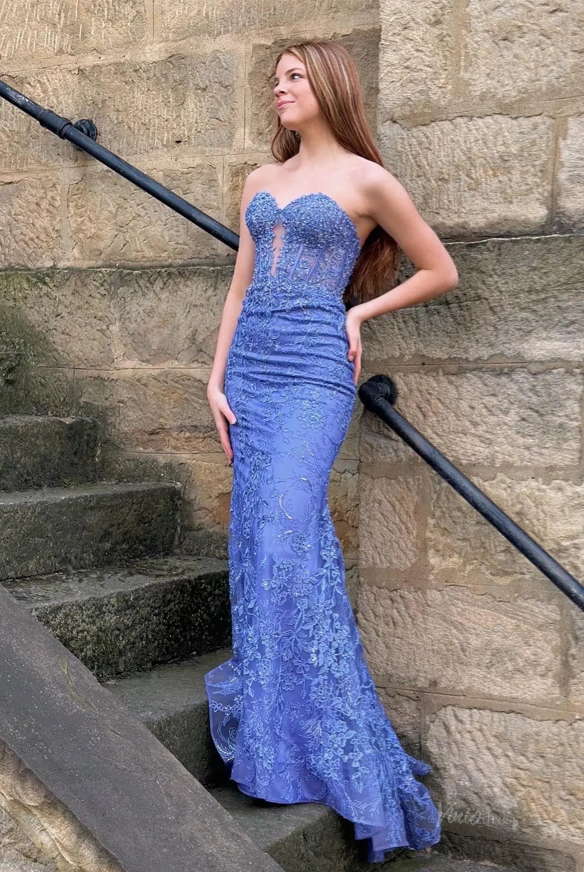 Strapless Lace Mermaid Prom Dress 2025 with Sweetheart Neck – FD5018 - Viniodressprom dressesBlueCustom Size - Formal Dresses - Ball Gowns