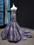 Prom Dress 2025 Strapless Mermaid Prom Dresses Blue and Grey Pageant Dress FD1287-unique prom dresses-Royal Blue-US 2-Viniodress