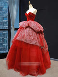 Prom Dress 2025 Sweetheart Red Ball Gown Prom Dresses Sequin Princess Dress FD1300-unique prom dresses-Red-Custom Size-Viniodress