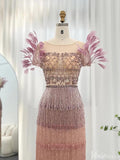 Prom Dress 2025 Tea Length Lavender 1920s Flapper Dresses Feather Wedding Guest Dress FD2474-unique prom dresses-Lavender-US 2-Viniodress