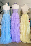 Prom Dress 2025 Tiered Chiffon Ruffle Prom Dresses with Slit FD3697-unique prom dresses-Strapless-Lavender-Custom Size-Viniodress