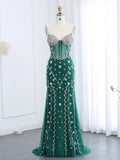 prom dresses 2025 Unique Green Prom Dresses Sparkle Rhinestone Mermaid Formal Dresses BD013-plus size wedding dresses Viniodress-Green-US 2-