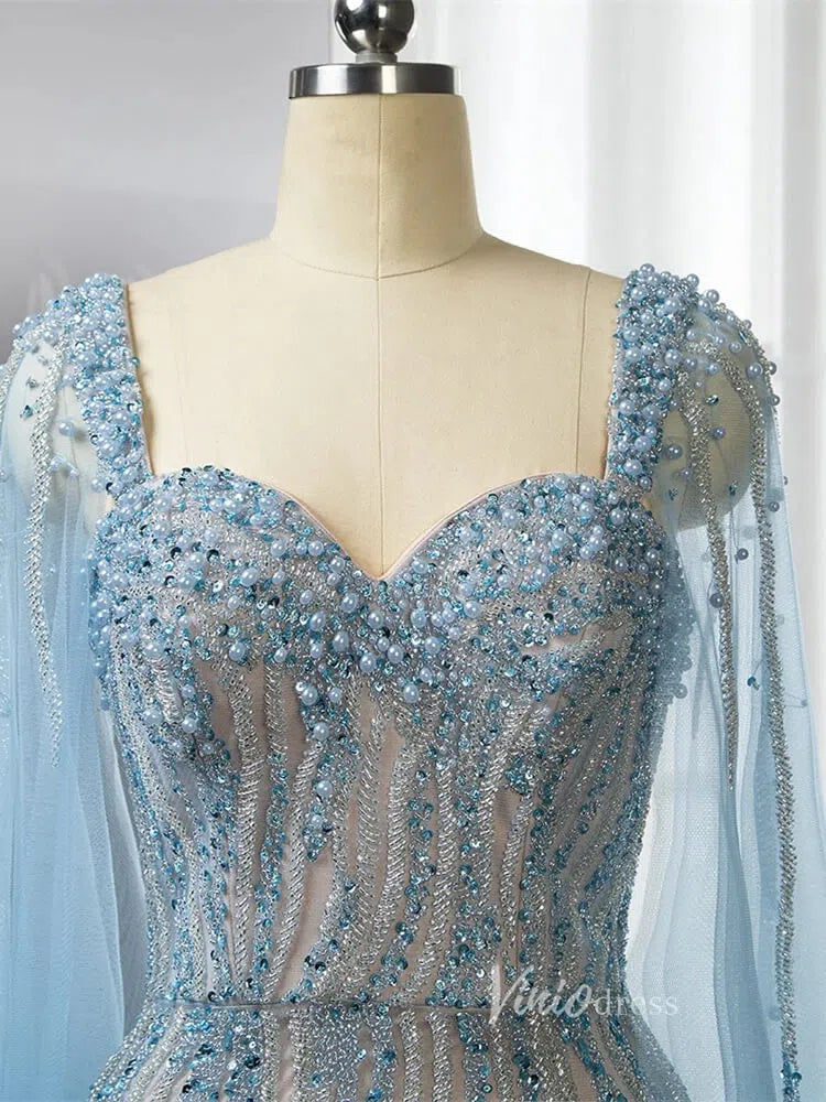 Prom Dress 2025 Vintage Gatsby Prom Dresses Cape Sleeve Evening Gowns 20200-unique prom dresses-Light Blue-US 2-Viniodress