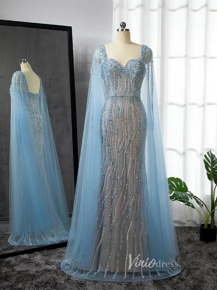 Prom Dress 2025 Vintage Gatsby Prom Dresses Cape Sleeve Evening Gowns 20200-unique prom dresses-Light Blue-US 2-Viniodress