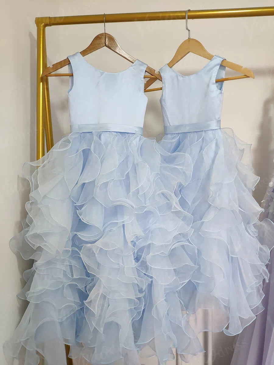 Puffy Ruffle Skirt Pink Flower Girl Dresses Toddler GL1022-flower girl dresses 2025 -Viniodress-Blush Pink-Custom Size-