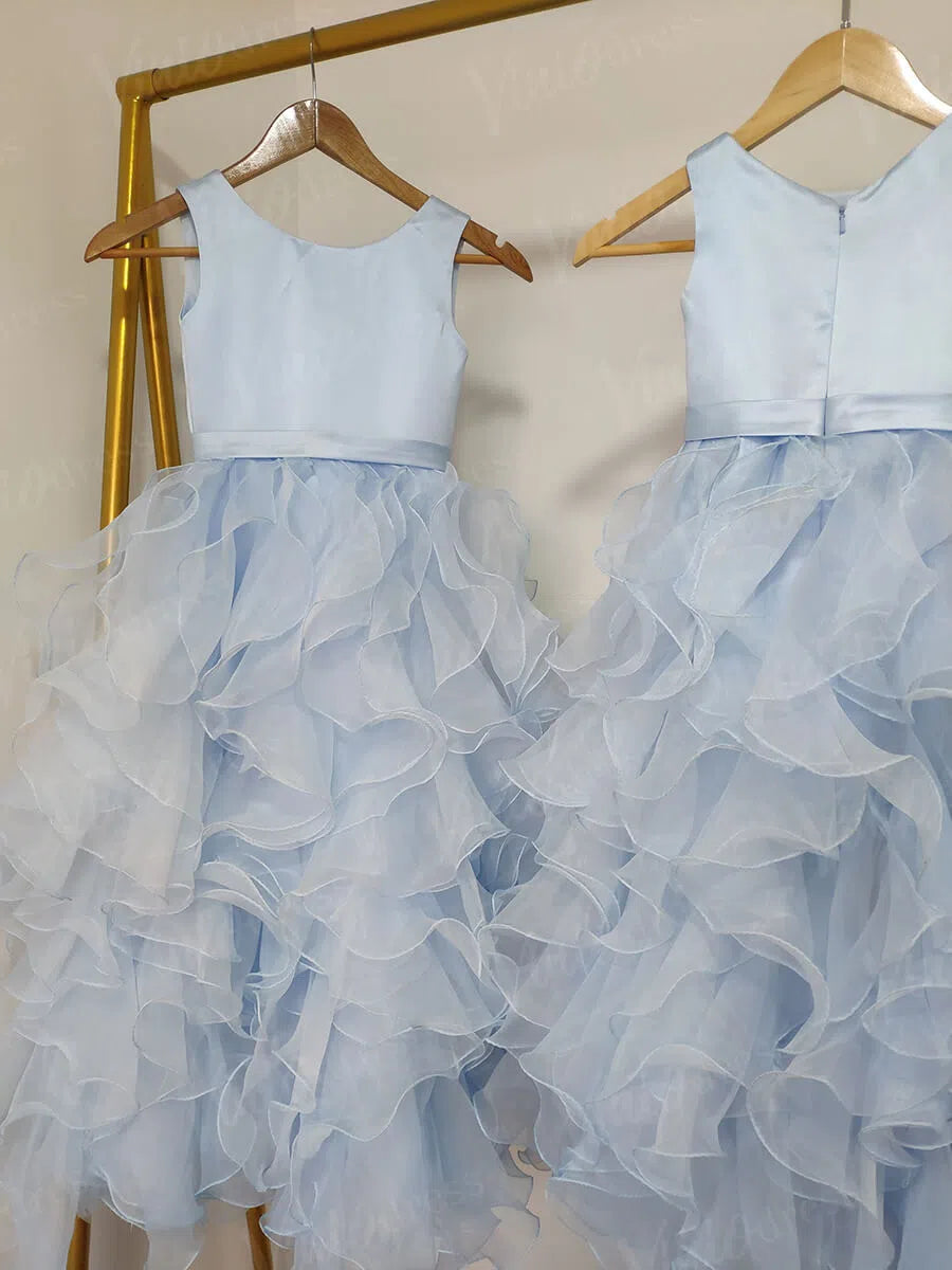 Puffy Ruffle Skirt Pink Flower Girl Dresses Toddler GL1022-flower girl dresses 2025 -Viniodress-Blush Pink-Custom Size-