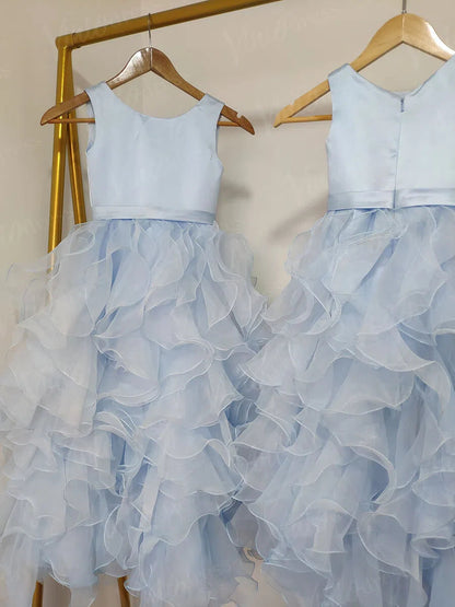 Puffy Ruffle Skirt Pink Flower Girl Dresses Toddler GL1022-flower girl dresses 2025 -Viniodress-Blush Pink-Custom Size-