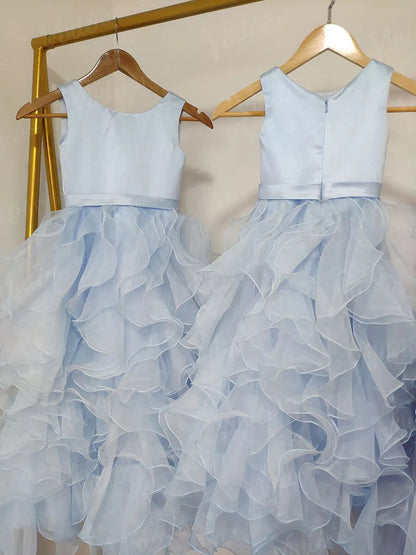 Puffy Ruffle Skirt Pink Flower Girl Dresses Toddler GL1022-flower girl dresses 2025 -Viniodress-Blush Pink-Custom Size-