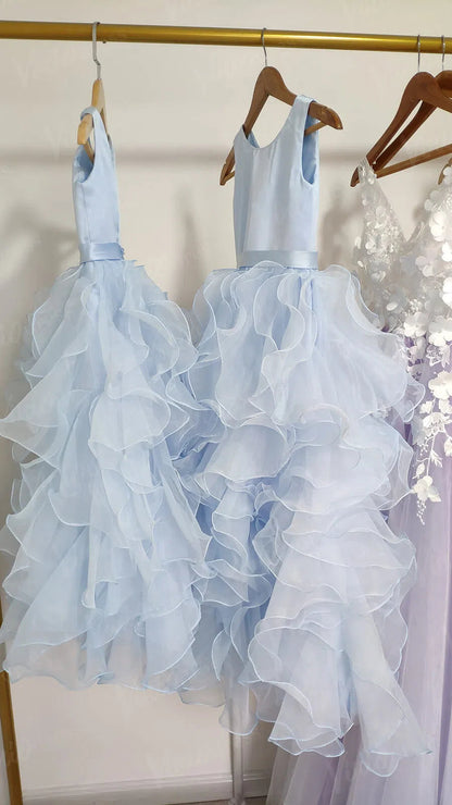 Puffy Ruffle Skirt Pink Flower Girl Dresses Toddler GL1022-flower girl dresses 2025 -Viniodress-Blush Pink-Custom Size-