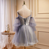 Puffy Sleeve Tulle Homecoming Dresses Spaghetti Strap Short Cocktail Dress SD1584-prom dresses-Viniodress-Viniodress