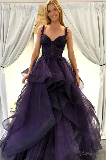 LY012-prom dresses 2026-Viniodress-Plum-Custom Size-