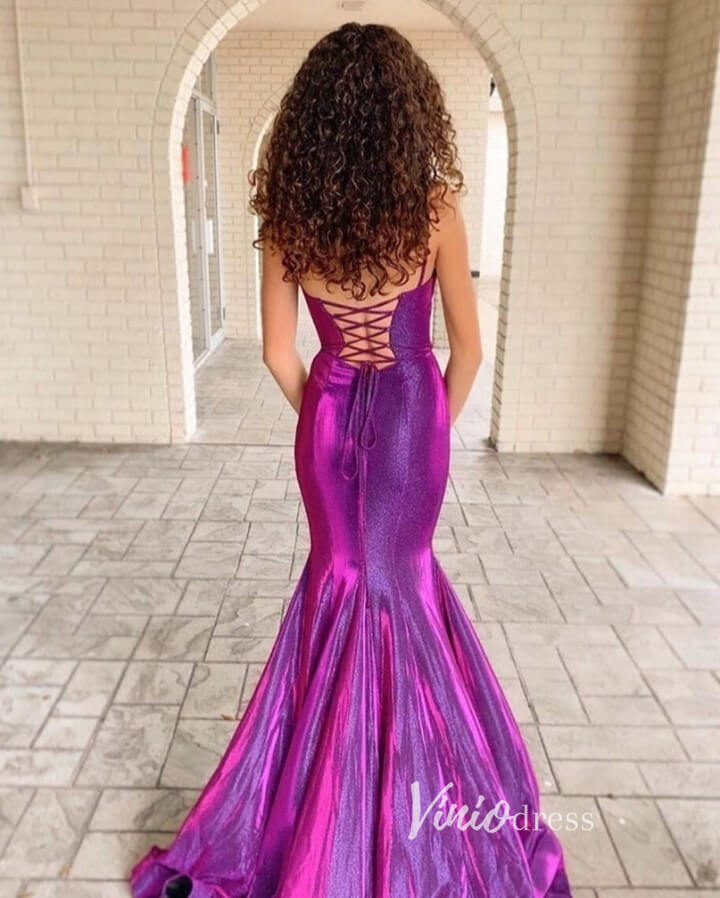 Prom Dress 2025 Purple Satin Prom Dresses Mermaid Spaghetti Strap Evening Gown FD3380-unique prom dresses-Purple-Custom Size-Viniodress