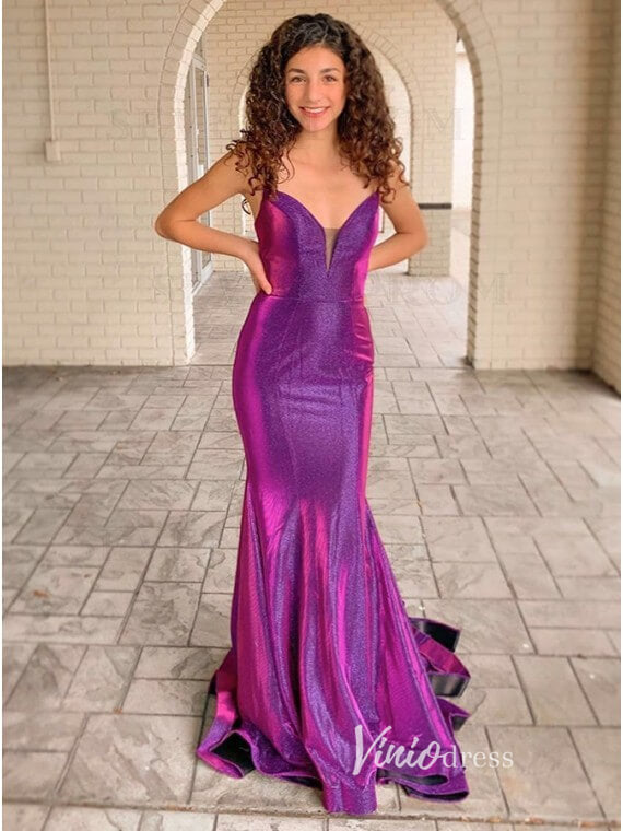 Prom Dress 2025 Purple Satin Prom Dresses Mermaid Spaghetti Strap Evening Gown FD3380-unique prom dresses-Purple-Custom Size-Viniodress