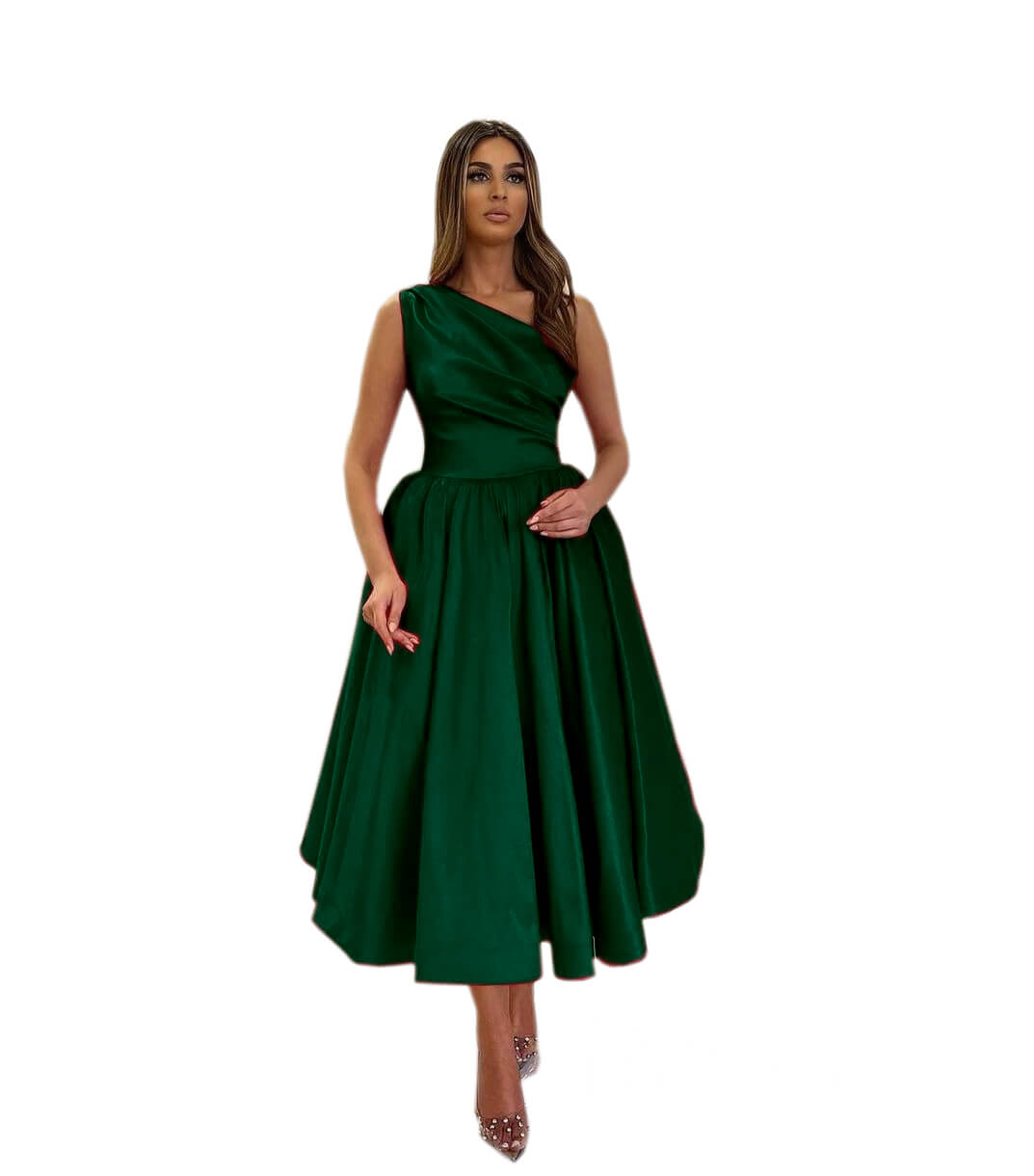 Purple Satin Prom Dresses Tea-Length One Shoulder Formal Dress FD3402 Viniodress Purple Satin Prom Dresses Tea-Length One Shoulder Formal Dress FD3402 Viniodress