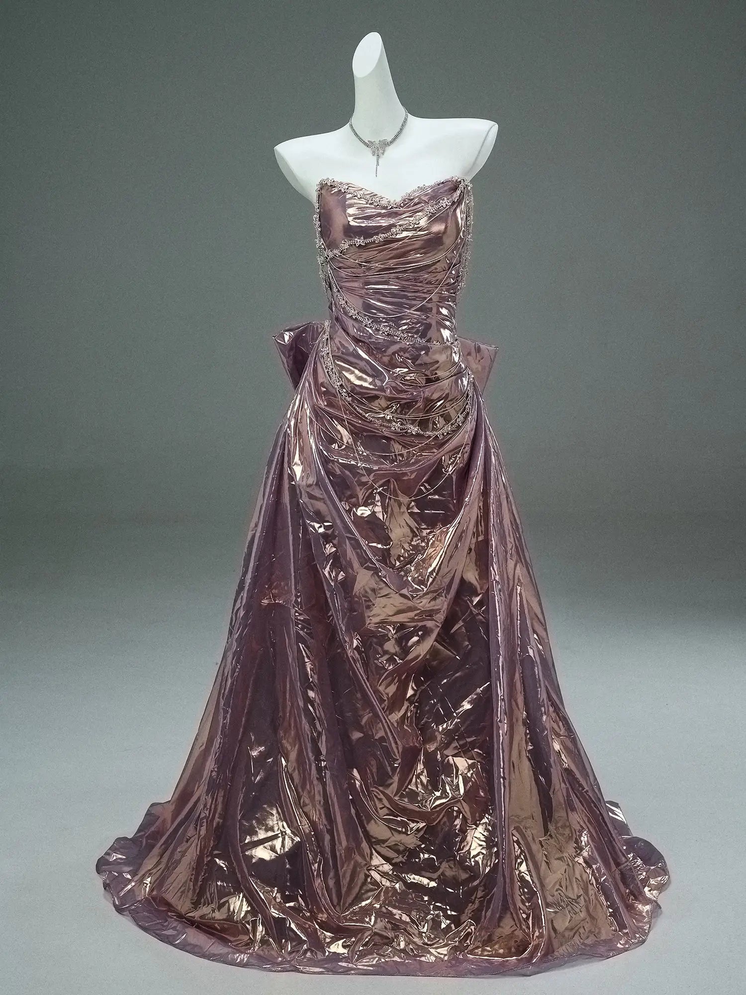 Purple Sparkly Satin Prom Dresses with Sweetheart Neckline, Rhinestones & Bow-Tie - CQ0117-Couture Gown 2025 -Viniodress-Purple-Custom Size-