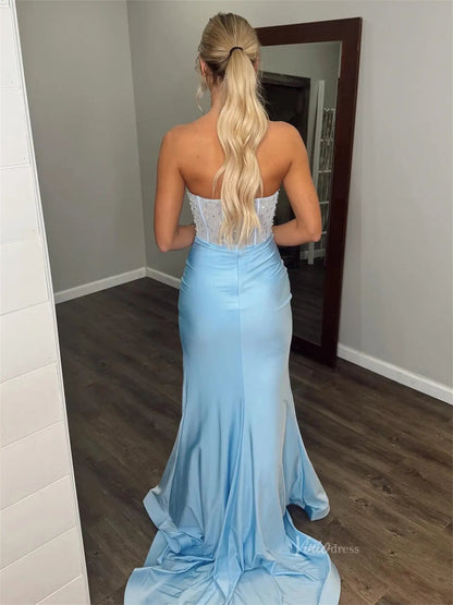 Purple Strapless Sheath Prom Dresses 2025 with Slit, Bow & Beaded Bodice – FD5067-prom dresses 2025 -Viniodress-Purple-Custom Size-