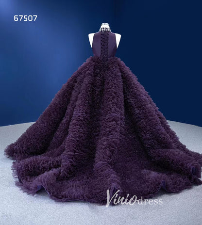 Purple Wedding Dress High Low Ruffled Pageant Gown 67507-wedding dresses 2025 -Viniodress-Purple-Custom Size-