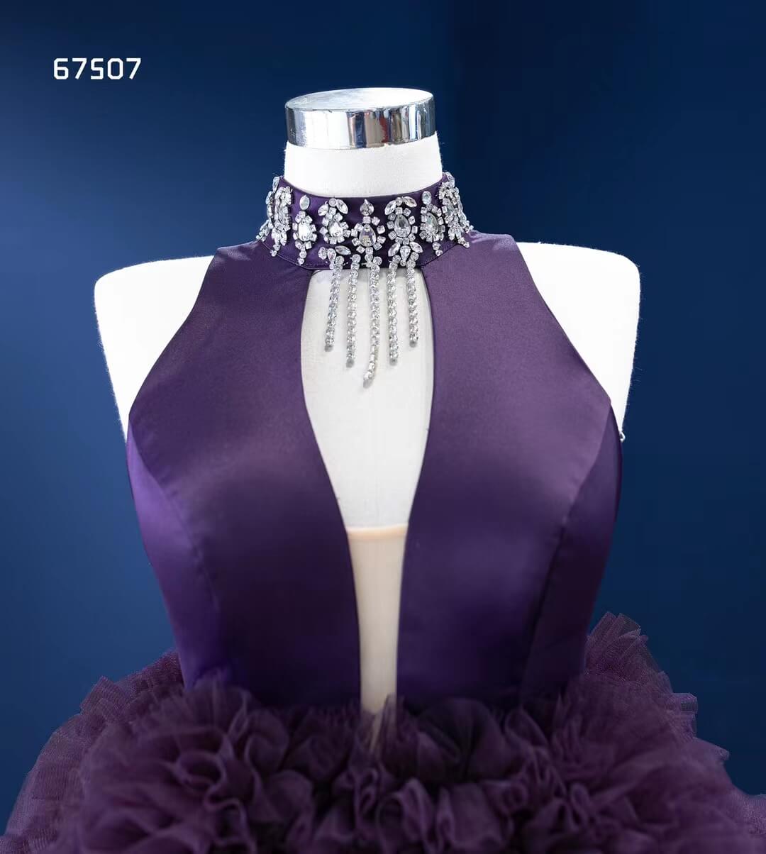 Purple Wedding Dress High Low Ruffled Pageant Gown 67507-wedding dresses 2025 -Viniodress-Purple-Custom Size-