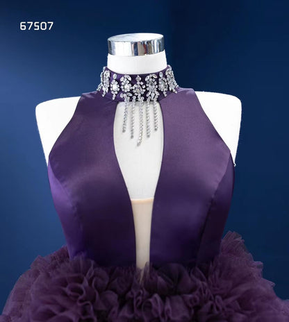 Purple Wedding Dress High Low Ruffled Pageant Gown 67507-wedding dresses 2025 -Viniodress-Purple-Custom Size-