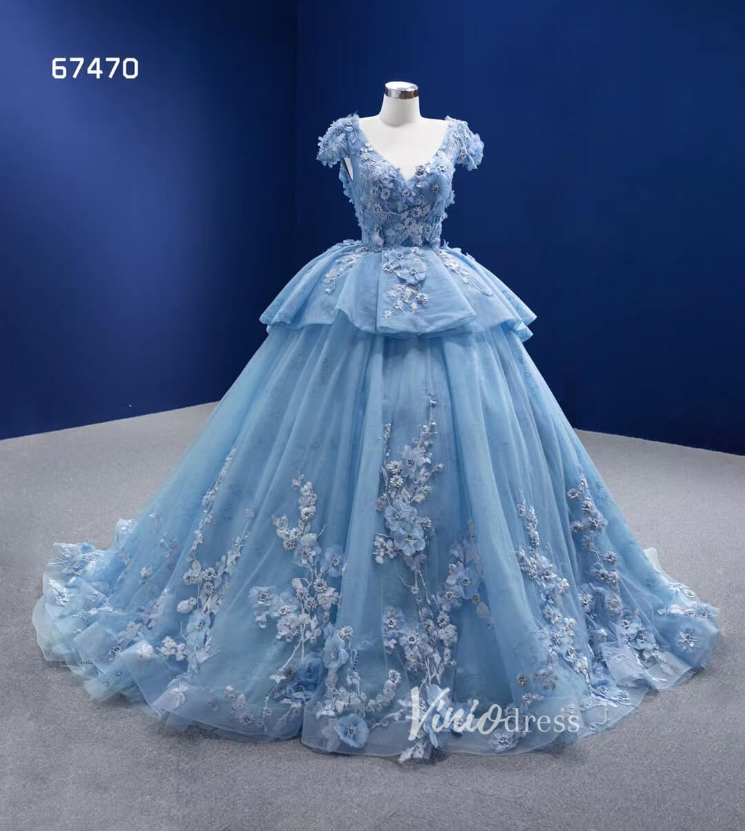 Baby Blue Ball Gown Sweet 16 Dress 3D Flower Quince Dress 67470-Quinceanera Dresses-Viniodress-Viniodress