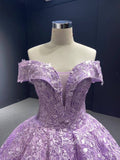 Prom Dress 2025 Lavender Sweet 16 Dresses Ball Gowns 66601 Off the Shoulder-unique Quinceanera Dresses-Lilac-Custom Size-Viniodress