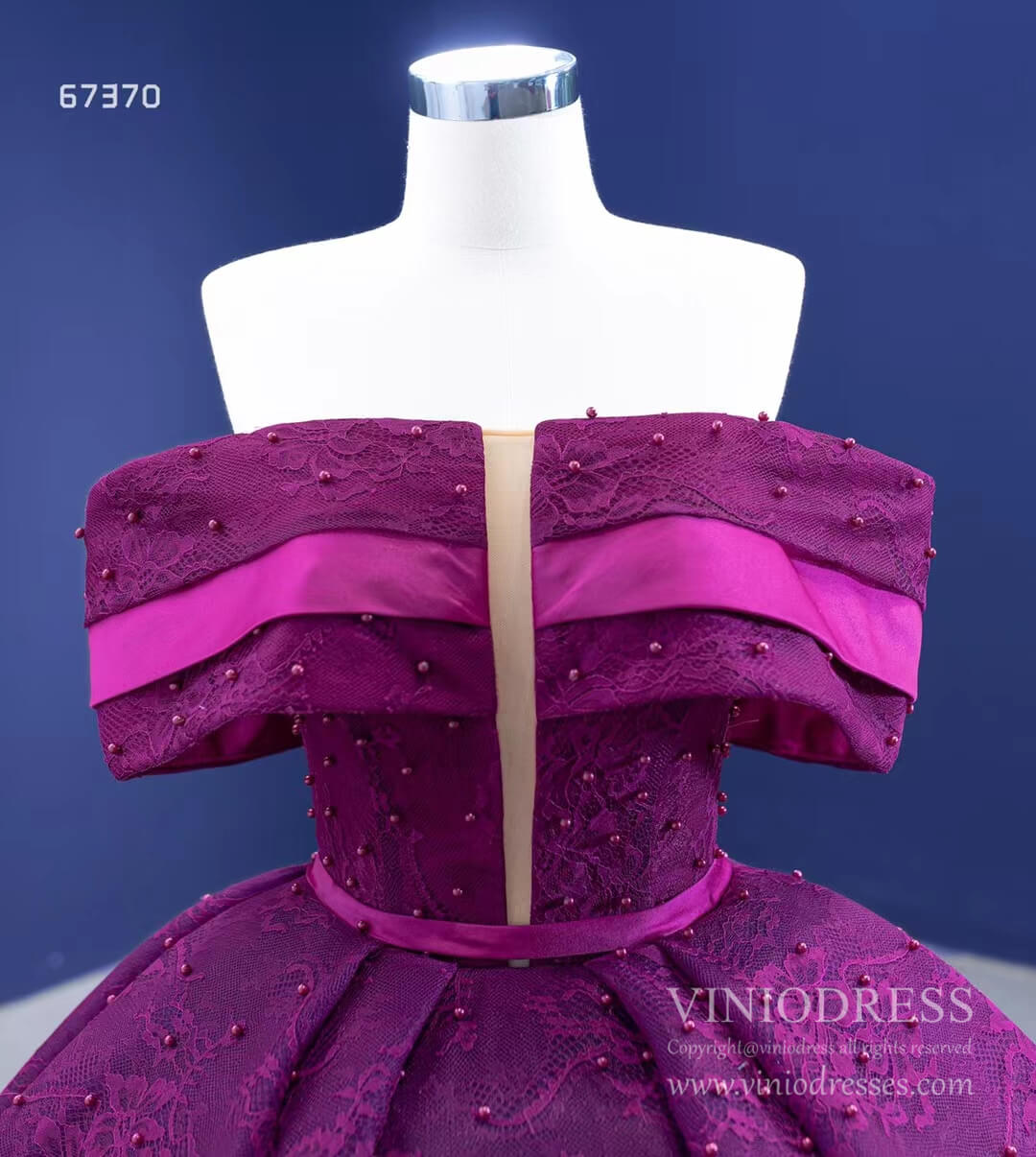 Prom Dress 2025 New Magenta Lace Quinceañera Dresses Princess Ball Gown 67370 viniodress-unique Quinceanera Dresses-Magenta-Custom Size-Viniodress