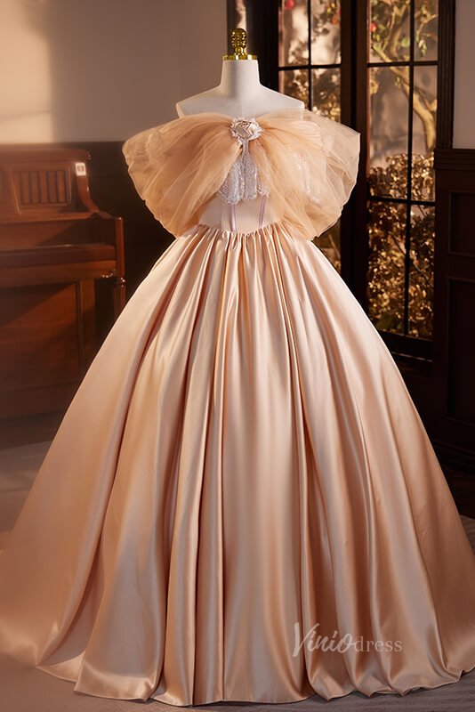 Orange Bow - Tie Quinceanera Dresses Off the Shoulder Formal Gown AD1054 - ViniodressQuinceanera DressesOrangeCustom Size - Formal Dresses - Ball Gowns