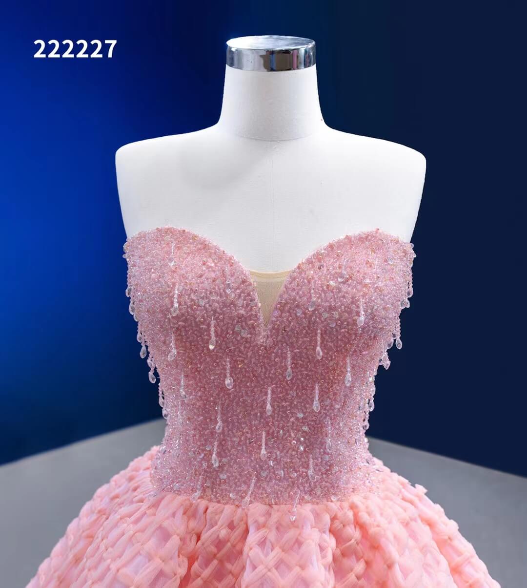 Pink Sweet 16 Dresses Braided Tulle Ball Gown Quince Dress 222227-Quinceanera Dresses-Viniodress-Viniodress