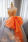 Prom Dress 2025 Radiant Strapless Quinceanera Dresses Bow-Tie Pleated Ball Gown AD1067-unique Quinceanera Dresses-Orange-Custom Size-Viniodress