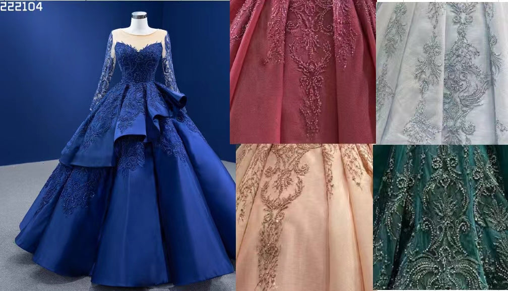 Royal Blue Long Sleeve Pageant Ball Gown Quince Dress 222104-Quinceanera Dresses-Viniodress-Custom Colors-Custom Size-Viniodress