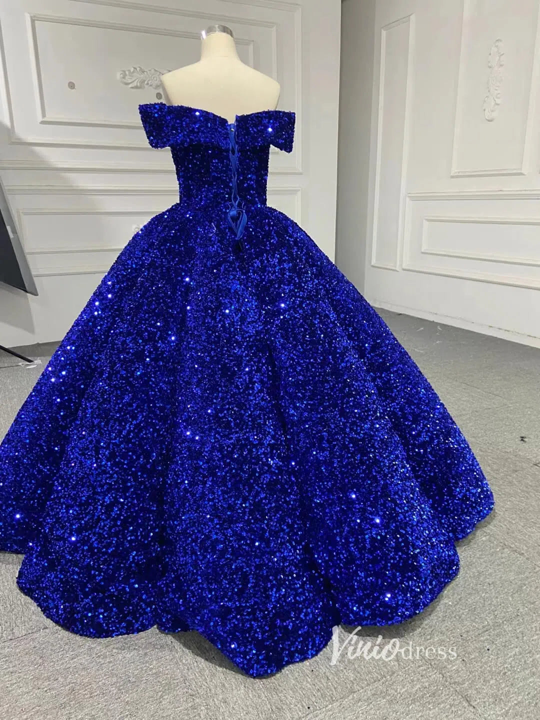 Prom Dress 2025 Shiny Sweet 16 Dress Off the Shoulder Debutante Ball Gown 66991 viniodress-unique Quinceanera Dresses-Red-Custom Size-Viniodress