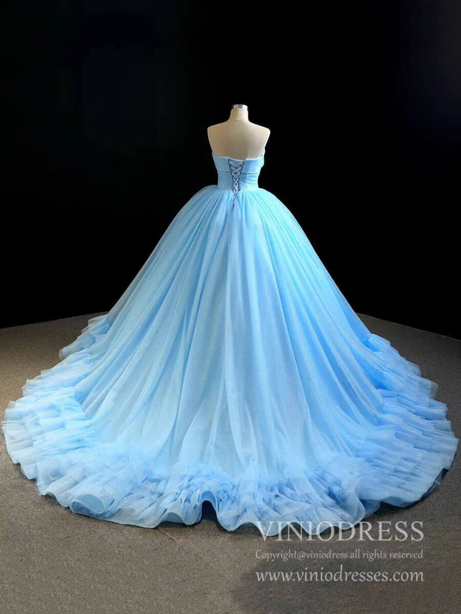 Quinceanera Dresses 2025 Strapless Sky Blue Sweet 16 Dress Sparkly Tulle Ball Gown Quince Dresses 67091 viniodress-plus size wedding dresses Viniodress-Light Blue-Custom Size-Strapless