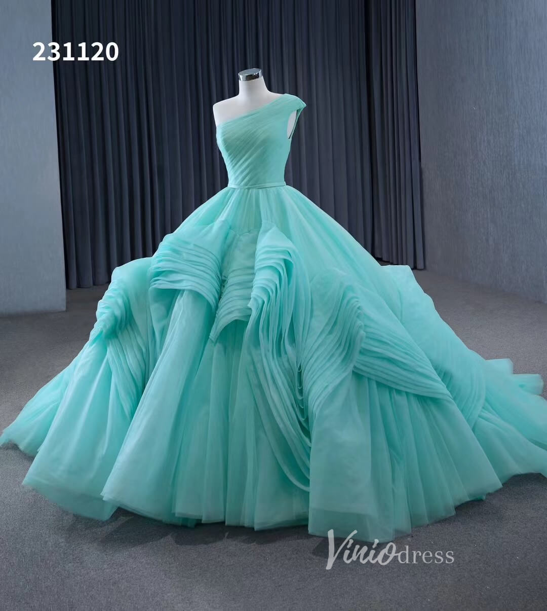 Tiffany Blue Ball Gown Wedding Dress Tiered Ruffle Cinderella Quinceanera Dresses 231120-Quinceanera Dresses-Viniodress-Viniodress