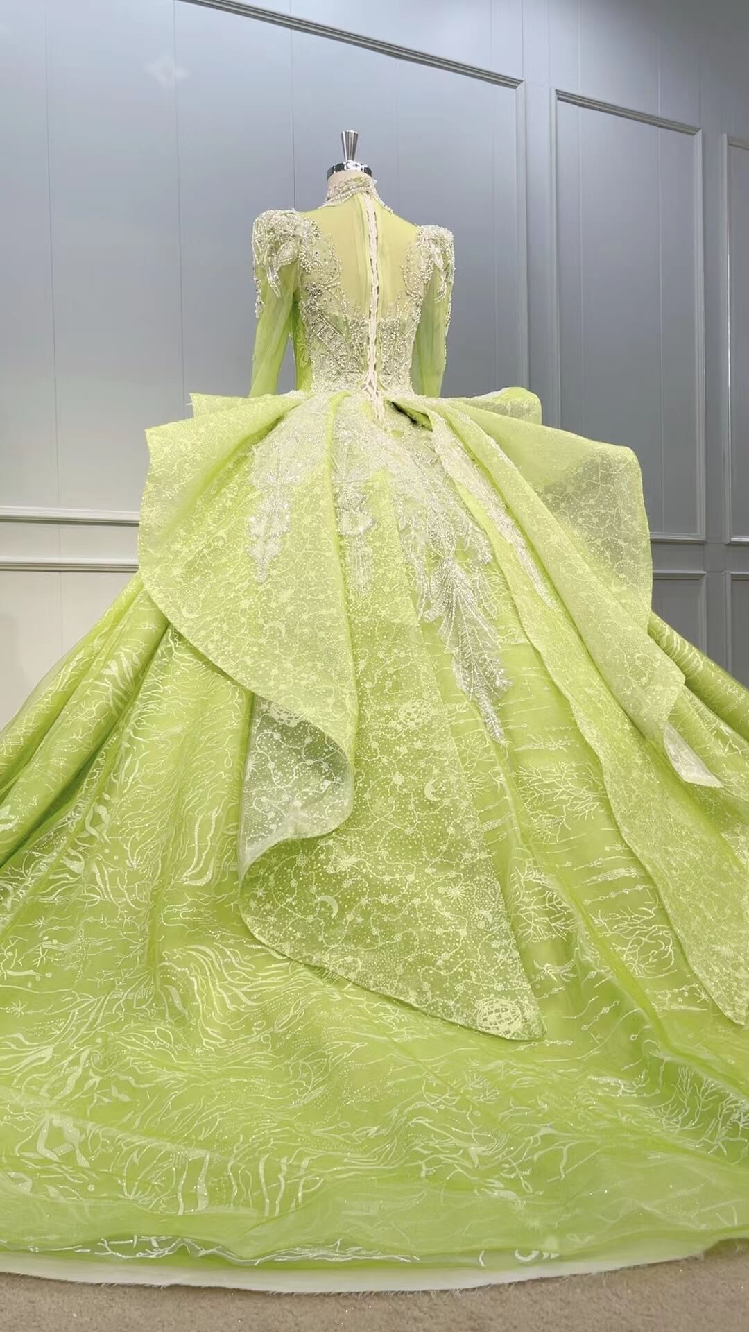 Vintage Yellow Green Wedding Dresses Long Sleeve Ball Gowns 51011-Quinceanera Dresses-Viniodress-Viniodress