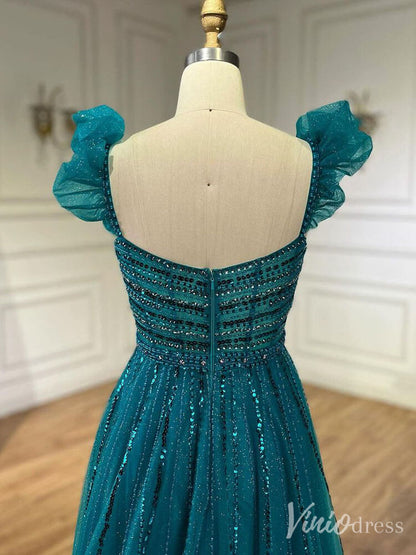 Radiant Beaded Spaghetti Strap Prom Dresses Sparkly Tulle Formal Gown 20216-Evening Dresses 2025 -Viniodress-Pink-US 2-