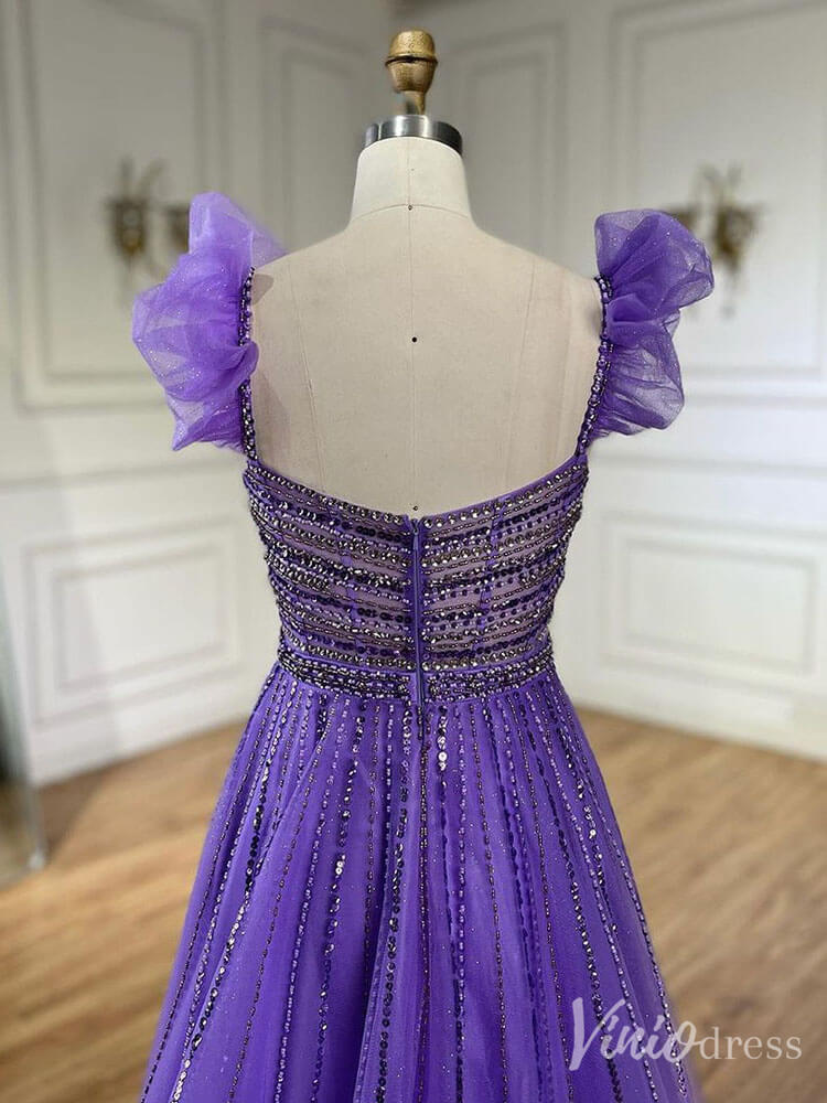 Radiant Beaded Spaghetti Strap Prom Dresses Sparkly Tulle Formal Gown 20216-Evening Dresses 2025 -Viniodress-Pink-US 2-