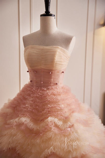 Radiant Ruffled Quinceanera Dresses Strapless Ball Gown AD1101-Quinceanera Dresses 2025 -Viniodress-Pink-Custom Size-