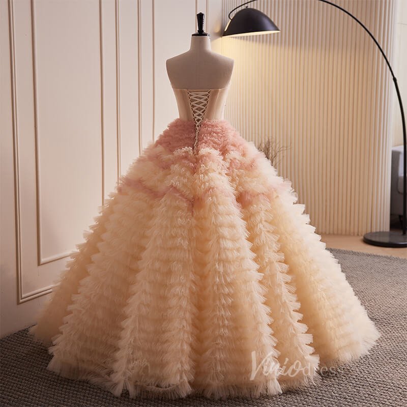 Radiant Ruffled Quinceanera Dresses Strapless Ball Gown AD1101-Quinceanera Dresses 2025 -Viniodress-Pink-Custom Size-