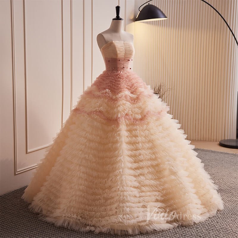 Radiant Ruffled Quinceanera Dresses Strapless Ball Gown AD1101-Quinceanera Dresses 2025 -Viniodress-Pink-Custom Size-